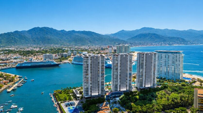 Vista aerea de marina Towers en Marina Vallarta